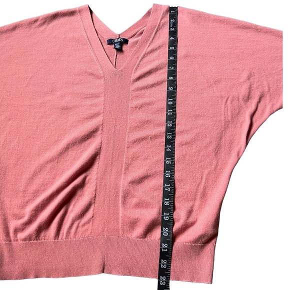 Chaps 3/4 Sleeve Dolman Sweater Salmon Pink Size Small S V-Neck Modal Cotton - Picture 11 of 11